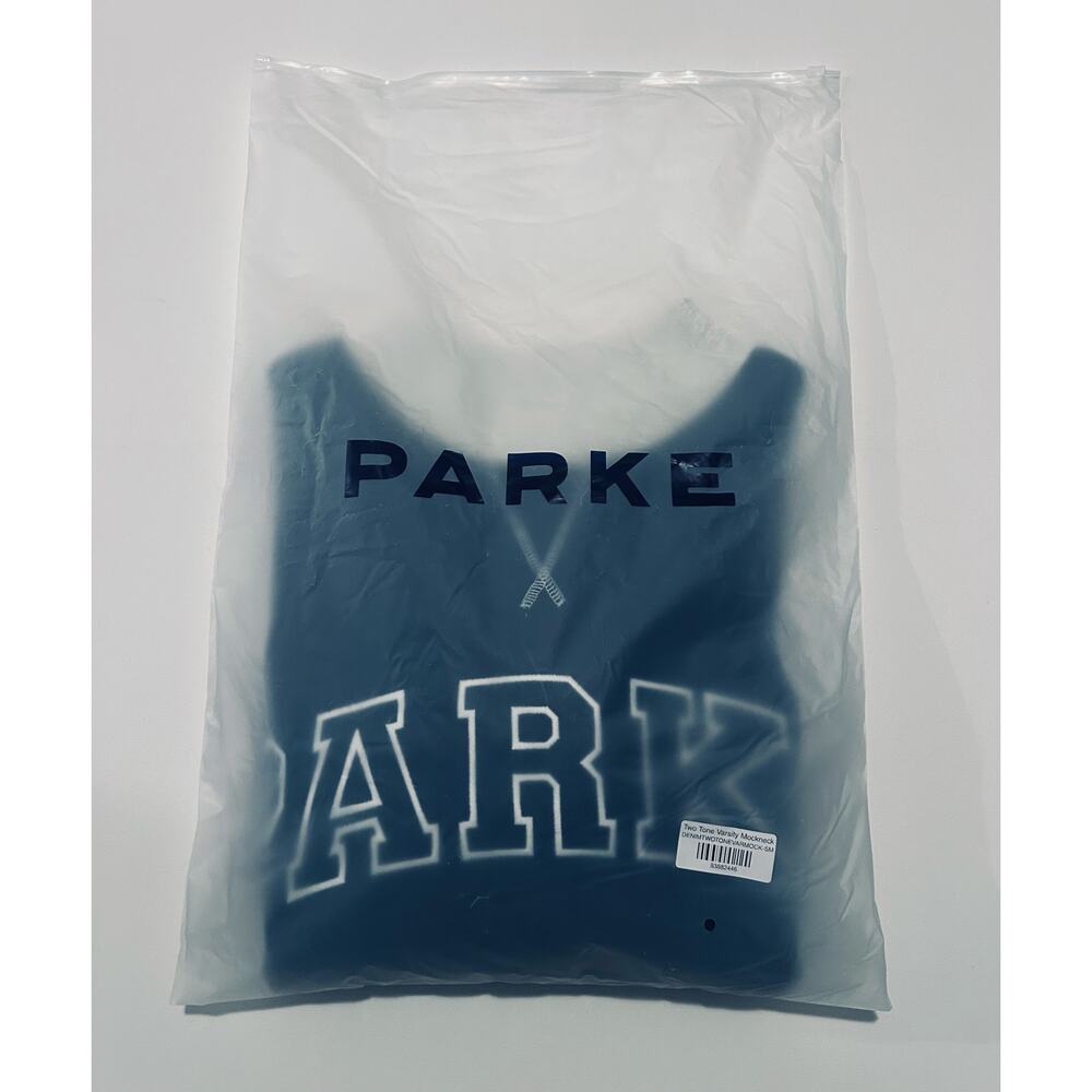 NEW Parke Heritage Back to School 2 Tone Mock. Navy/White w/Gray RIB. Size S/M. - Picture 7 of 10